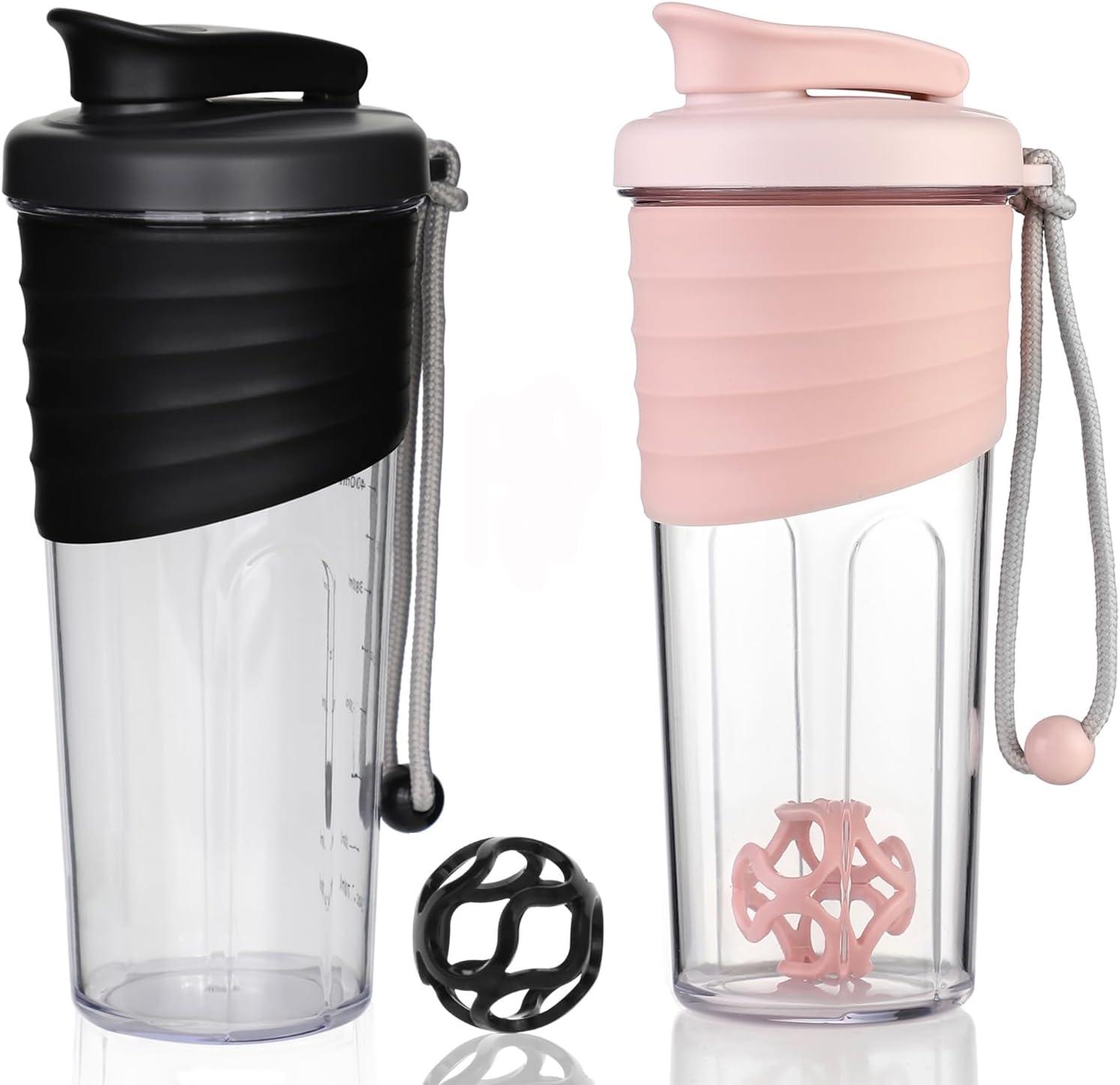 2 Stück Protein Shaker mit Tritan Rührball eiweiss shaker für proteinshakes- ...
