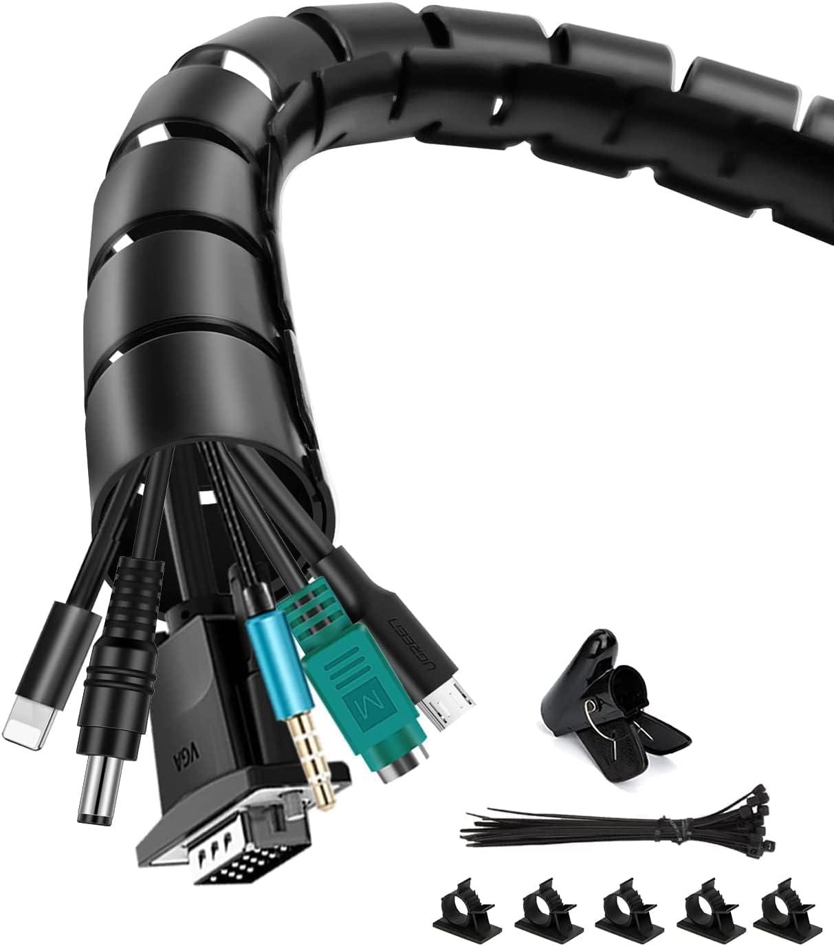 2 x 1.5m Kabelschlauch Selbstschließend Schwarz, Durchmesser 16mm+22mm Flexib...