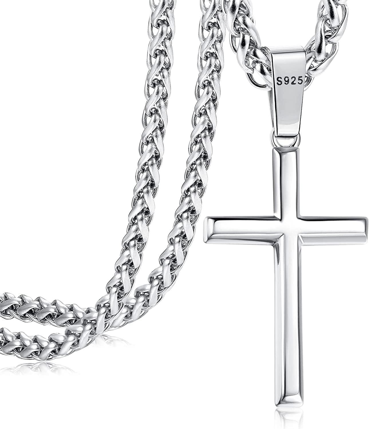 Adramata Kreuz Kette Herren Damen 925 Silber Kreuz Anhänger Halskette Edelsta...