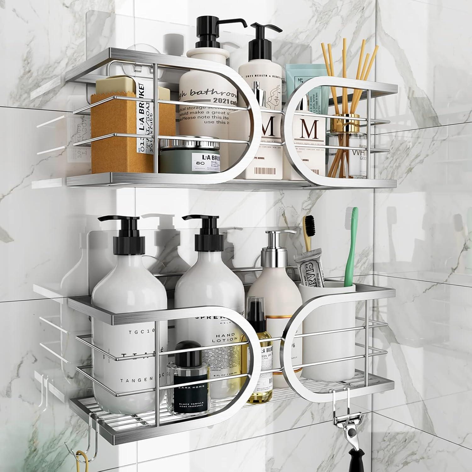 Duschablage ohne Bohren Edelstahl 304 Großes Fassungsvermögen Rostfrei Duscha...