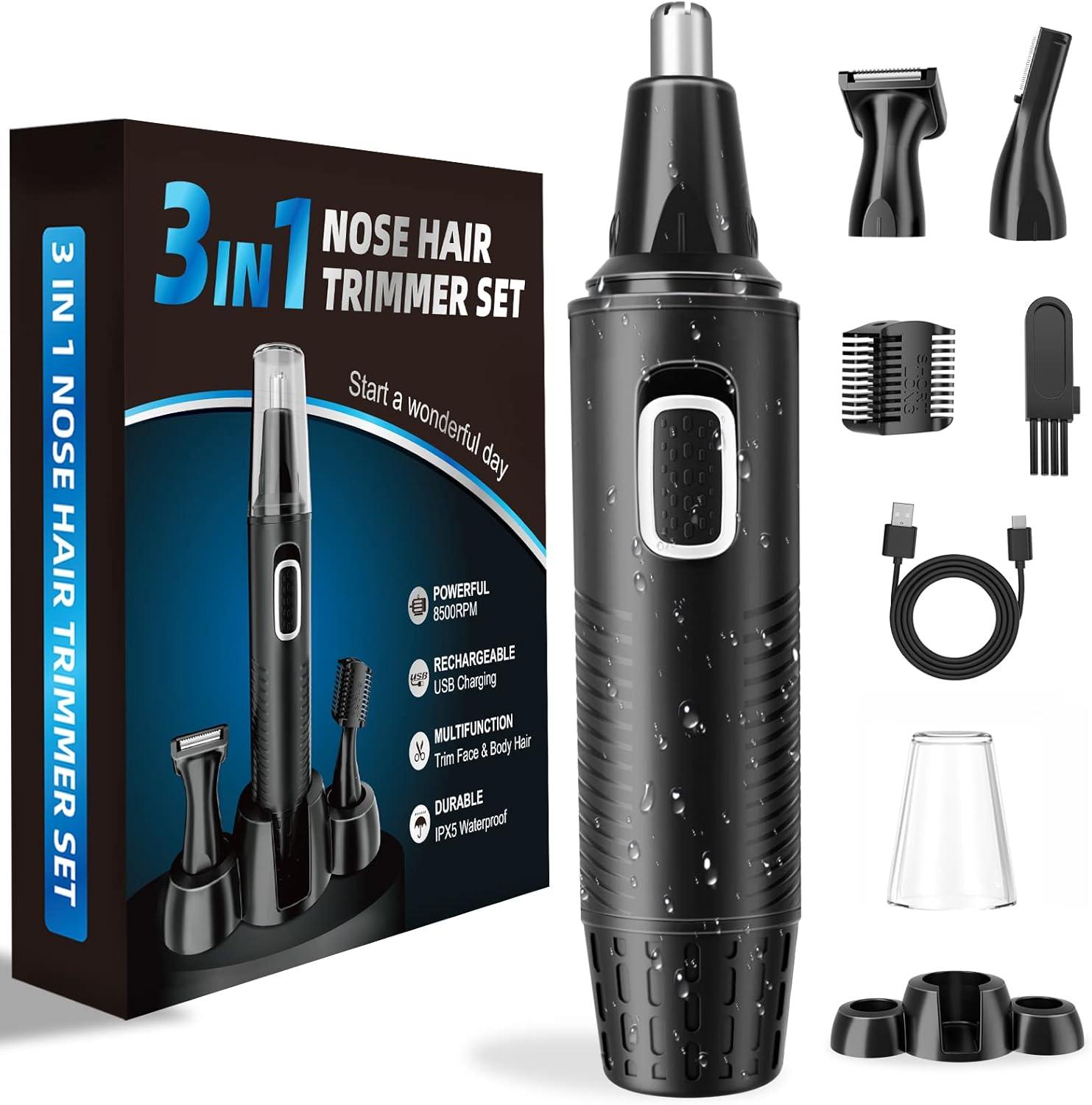 FUNHEE Nasenhaartrimmer: 3-in-1 Trimmer mit USB-C und Doppelklingen