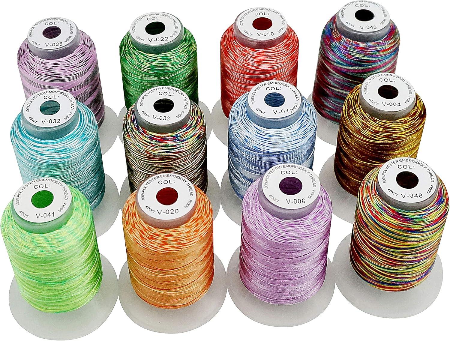 New brothread 12 Multi Farben Polyester Maschinen Stickgarn 500M (550Y) für B...