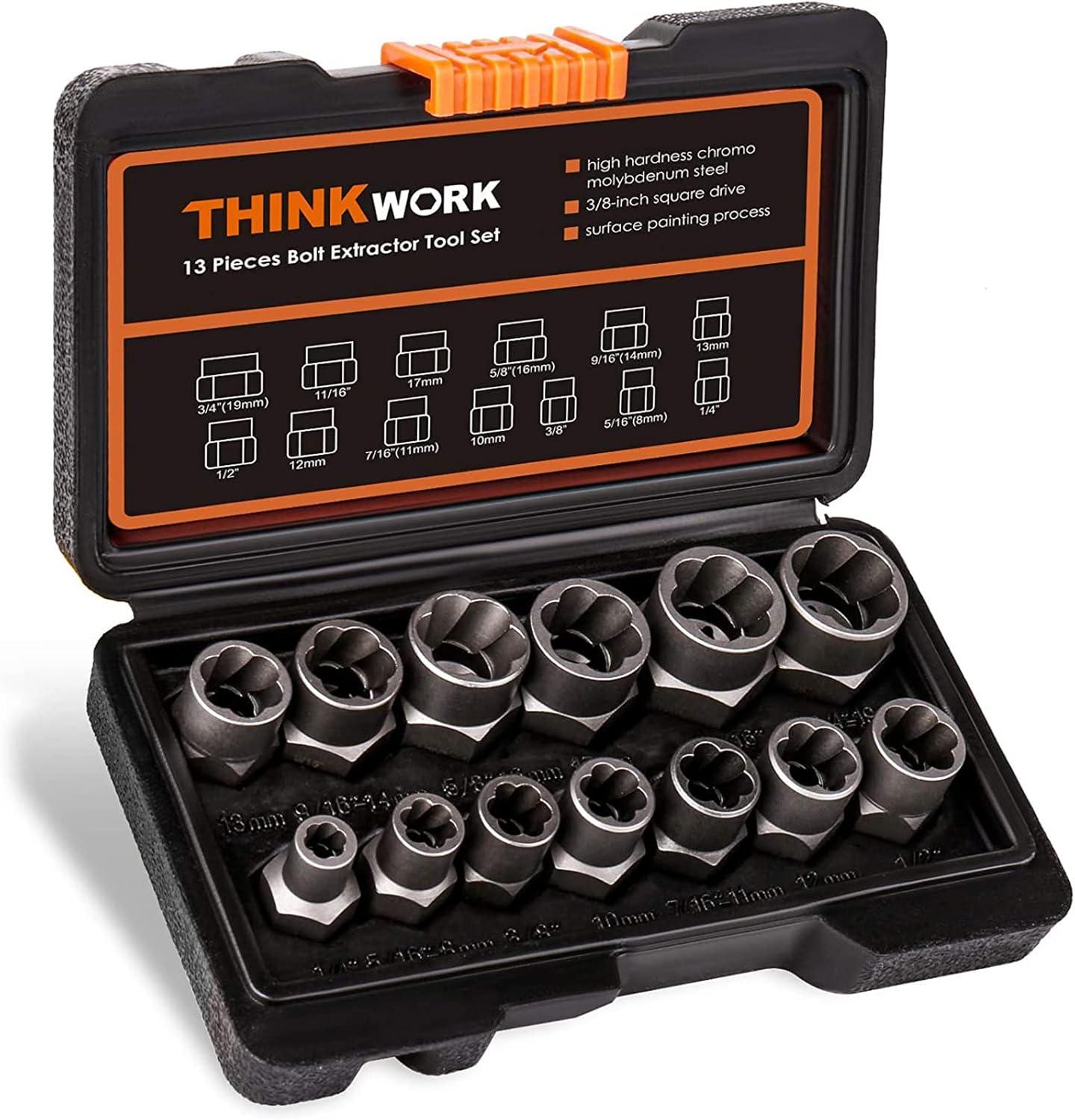 THINKWORK Schraubenausdreher: 14-teiliges Set für rundgedrehte Schrauben