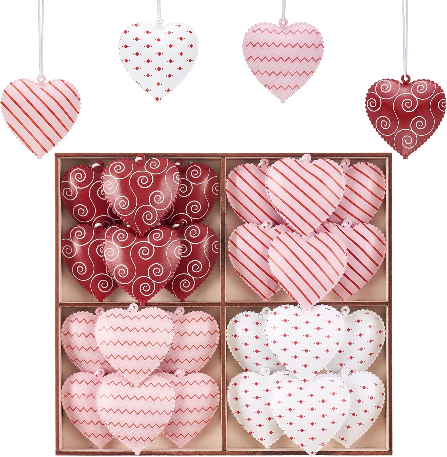 Valery Madelyn 24 Stück Metallherzen Anhänger, 5cm Herz Baumschmuck Deko für ...