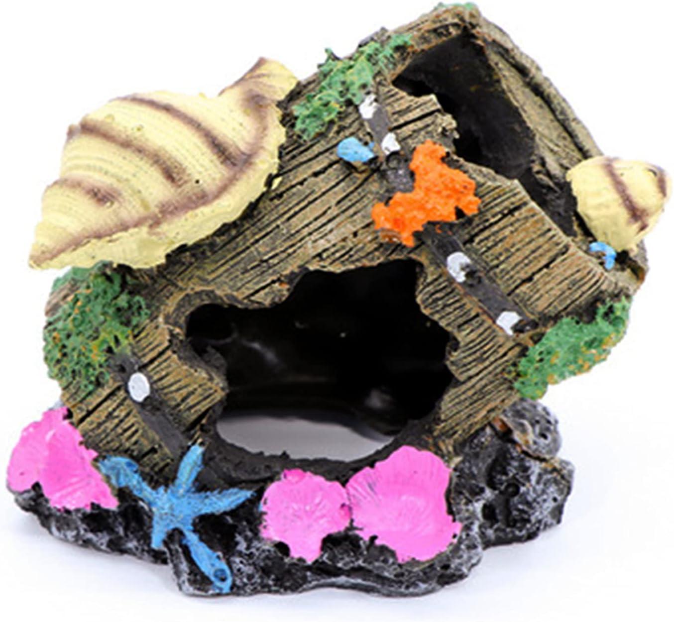 Aquarium Broken Barrel Dekoration mit Grün Gras für Fische Garnelen Verstecke...