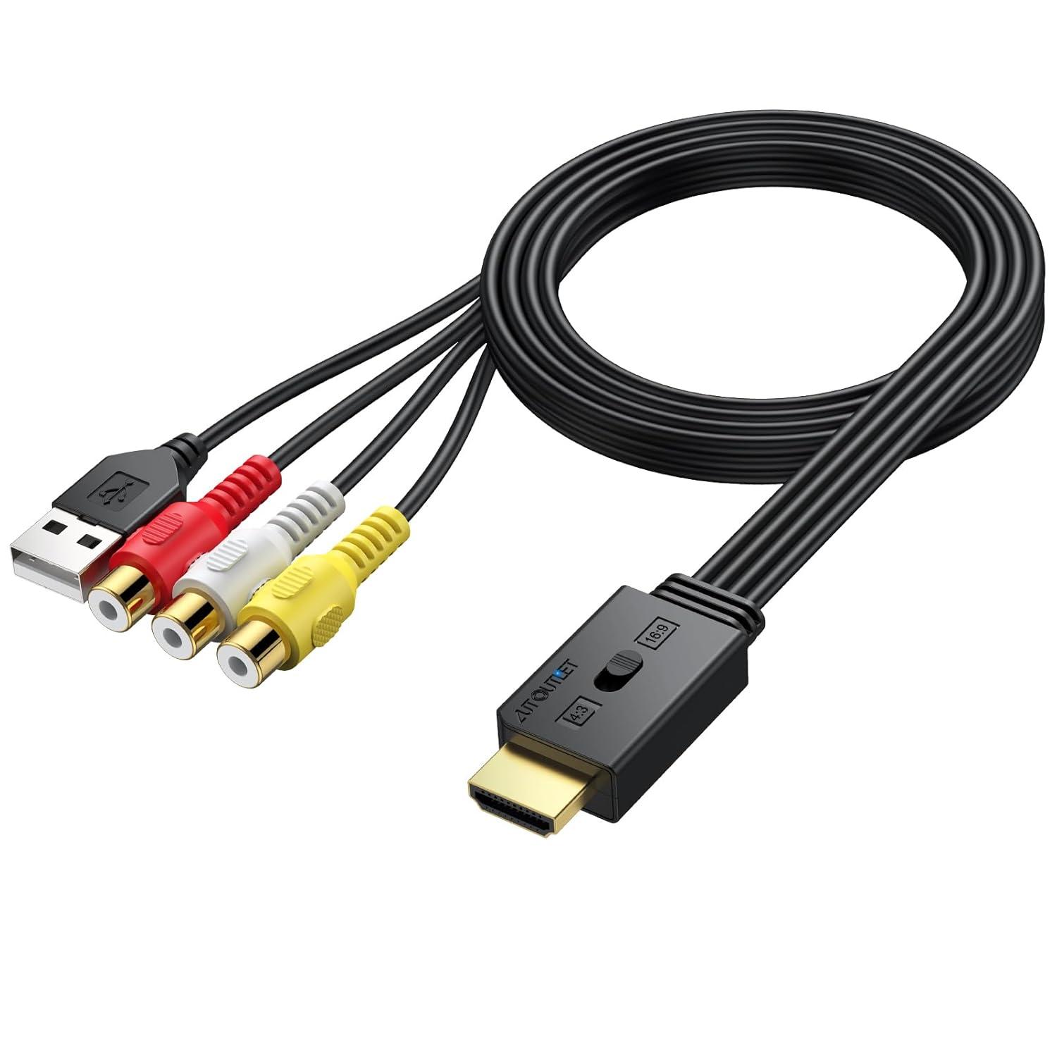 AUTOUTLET RCA auf HDMI Konverter, 1080P AV zu HDMI Adapter unterstützt 16:9/4...