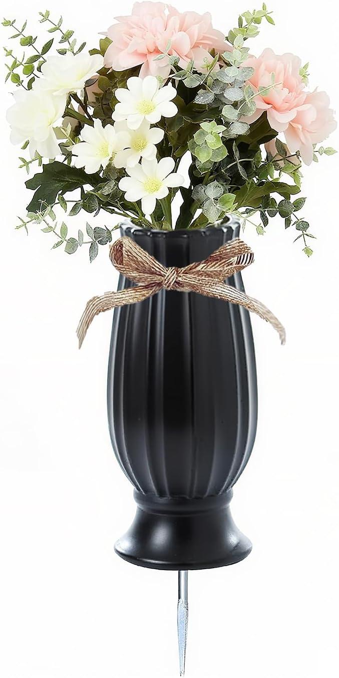 Friedhofsvasen mit Spikes, Grabvasen für Friedhof, mit Metallspikes und Zuppe...