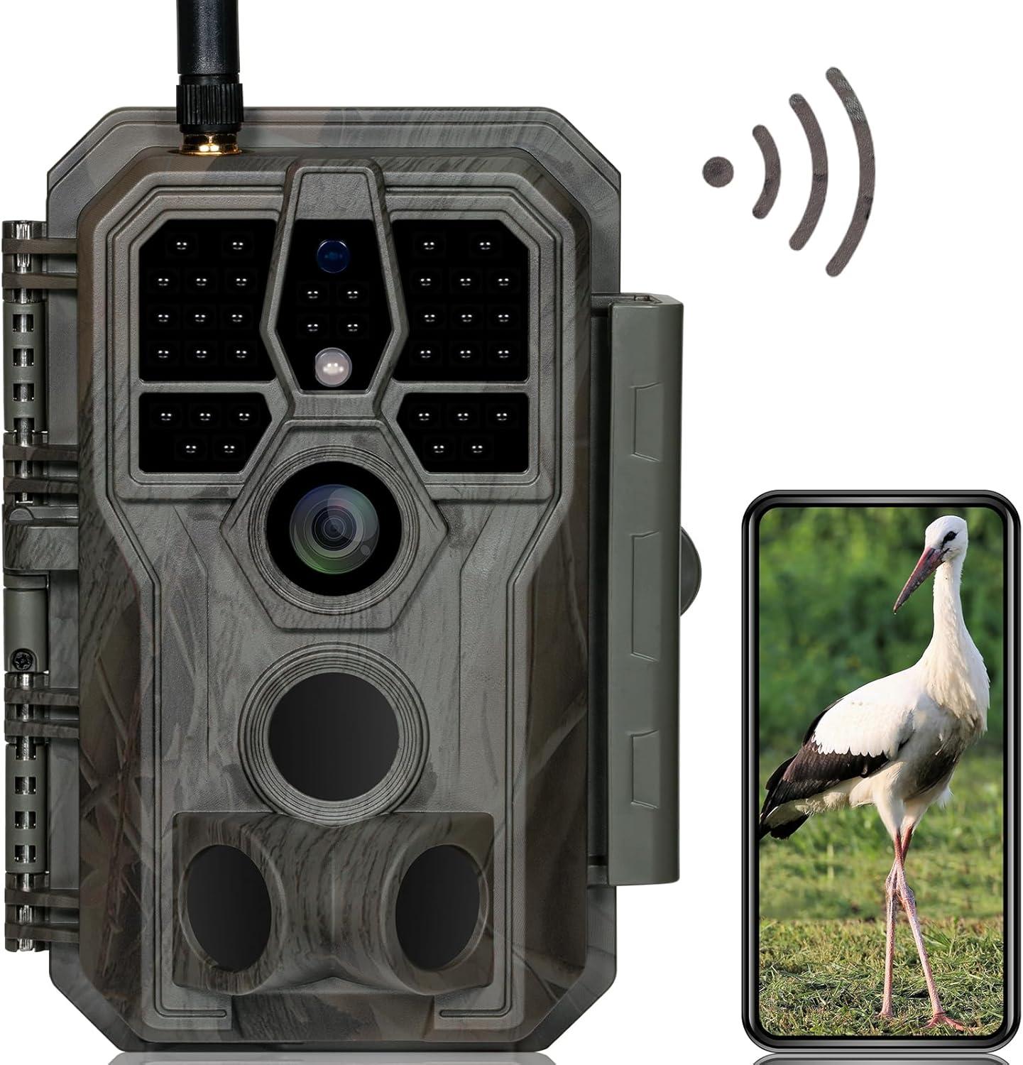 GardePro E8 Wildkamera WLAN mit App 64MP H.264 1296P Video, 27m Infrarot Nach...