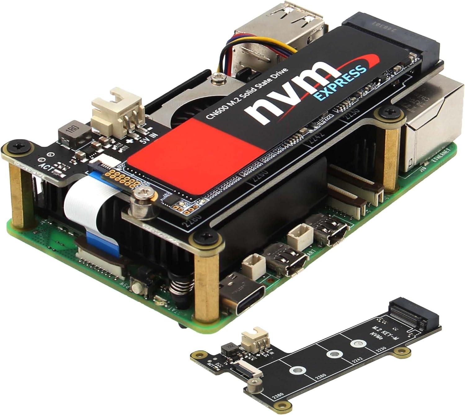 Geekworm X1001 PCIe to M.2 NVMe Key-M SSD Shield for Raspberry Pi 5