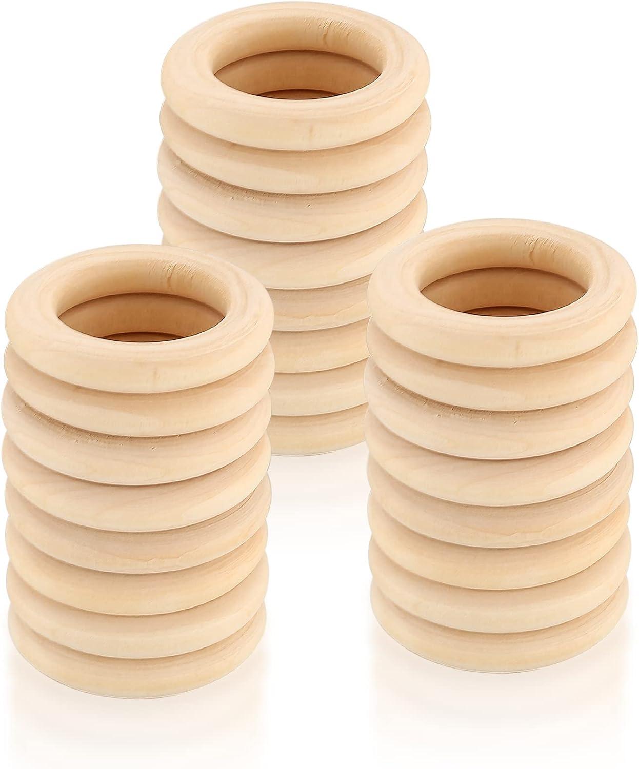 Holzringe zum Basteln, Natürliche Holz Ringe, Makramee Ringe für DIY Schmuck ...