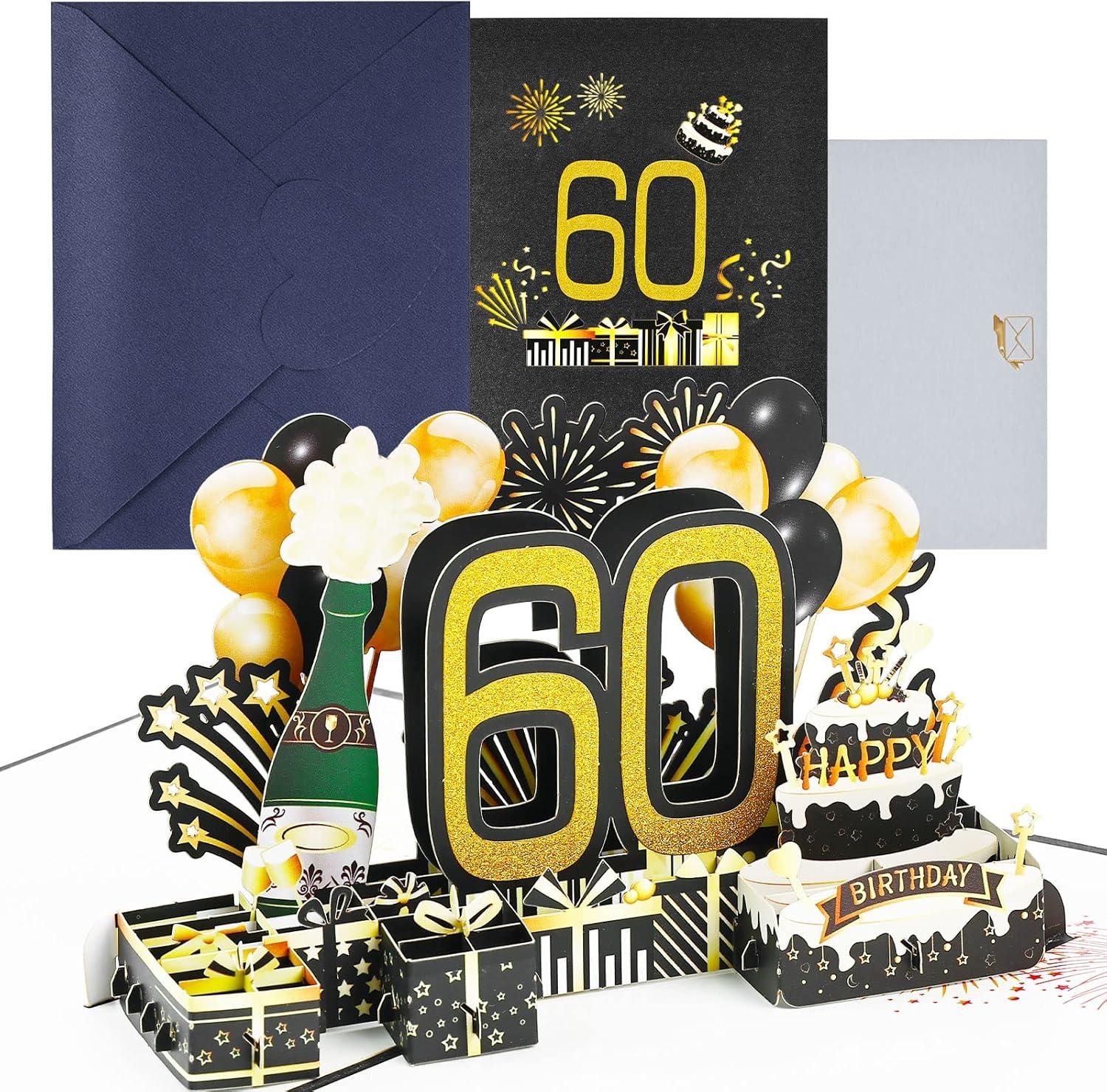 Joyoldelf Geburtstagskarte zum 60. Pop Up Grußkarten, 3D Pop Up Karte Geburts...