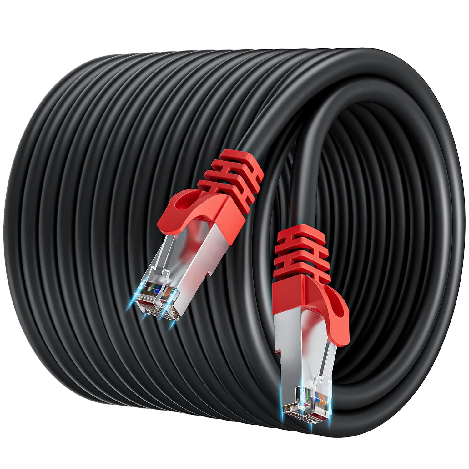 LAN Kabel 30 Meter Outdoor, Netzwerkkabel Cat 7 Ethernet Kabel Hochgeschwindi...