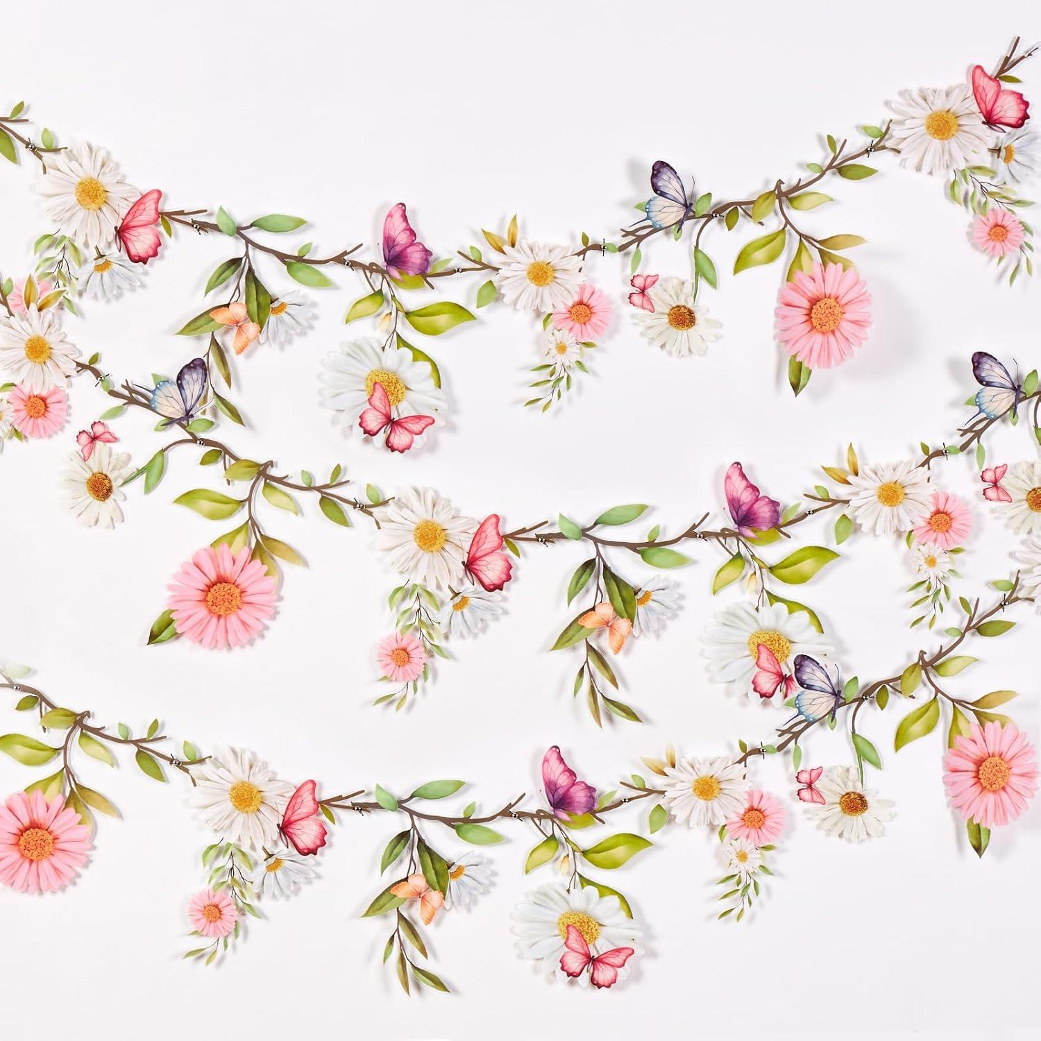 SUNBEAUTY PET Blumen Girlande Wildblume Deko Banner Blumen in Vielen Farben B...