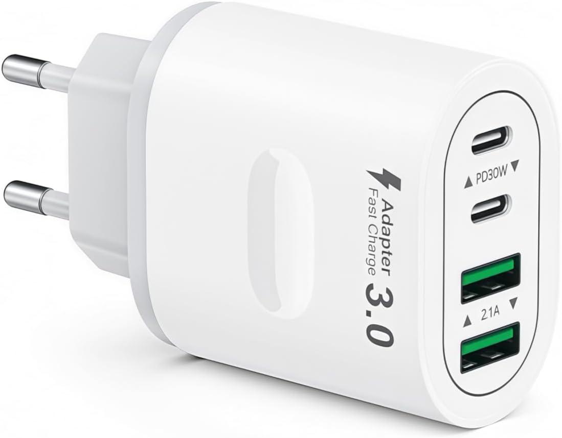 USB C Ladegerät, 4-Ports Mehrfachstecker 60W USB C Power Adapter USB Stecker ...