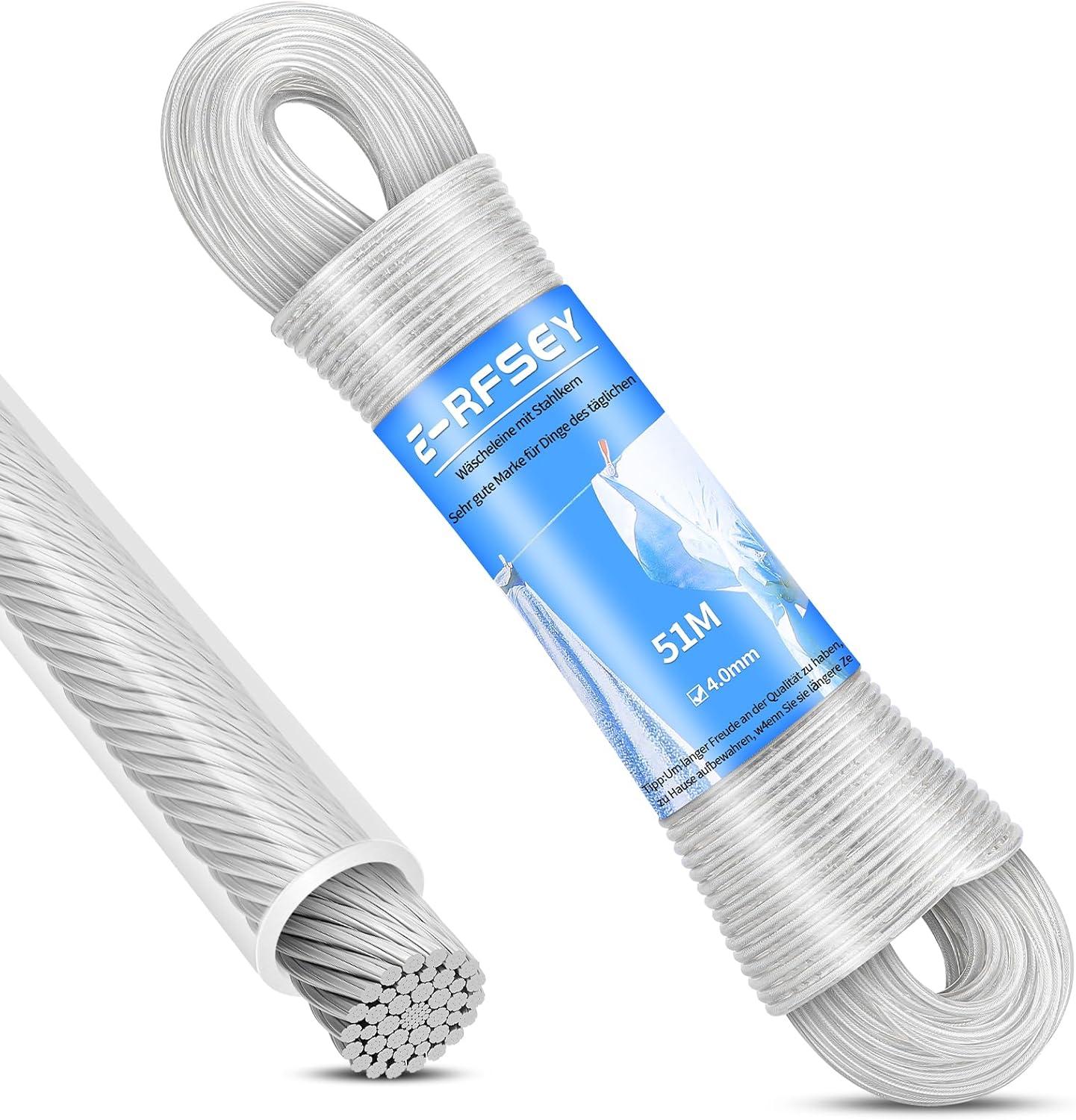 51 Meter Wäscheleine mit Stahlkern - hält 220 Kilo und kostet unter 20 Euro