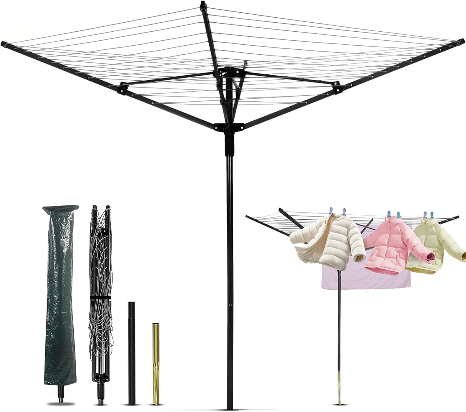 Wäschespinne Wäscheständer 4-armig Wäscheschirm, Schwenkbarer Wäschespinne Dr...