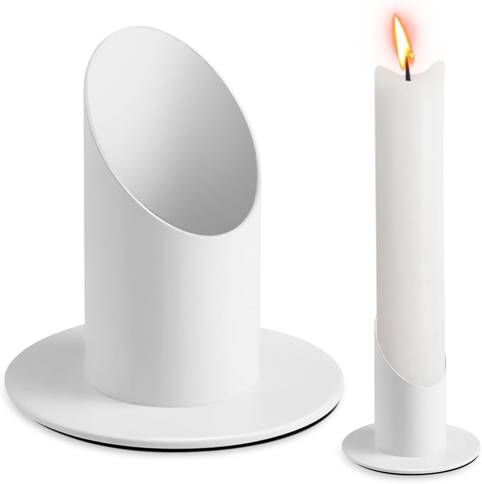 1 Stück Kerzenständer Kommunionkerze,Metall Weiß 4 cm mit Tropfschutz für Kom...
