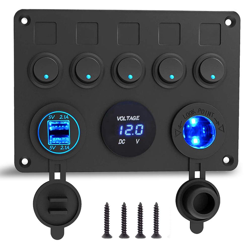 12V/24V Schalter Panel, mit USB-Ladeanschluss 4.2A + Zigarettenanzünder + Vol...
