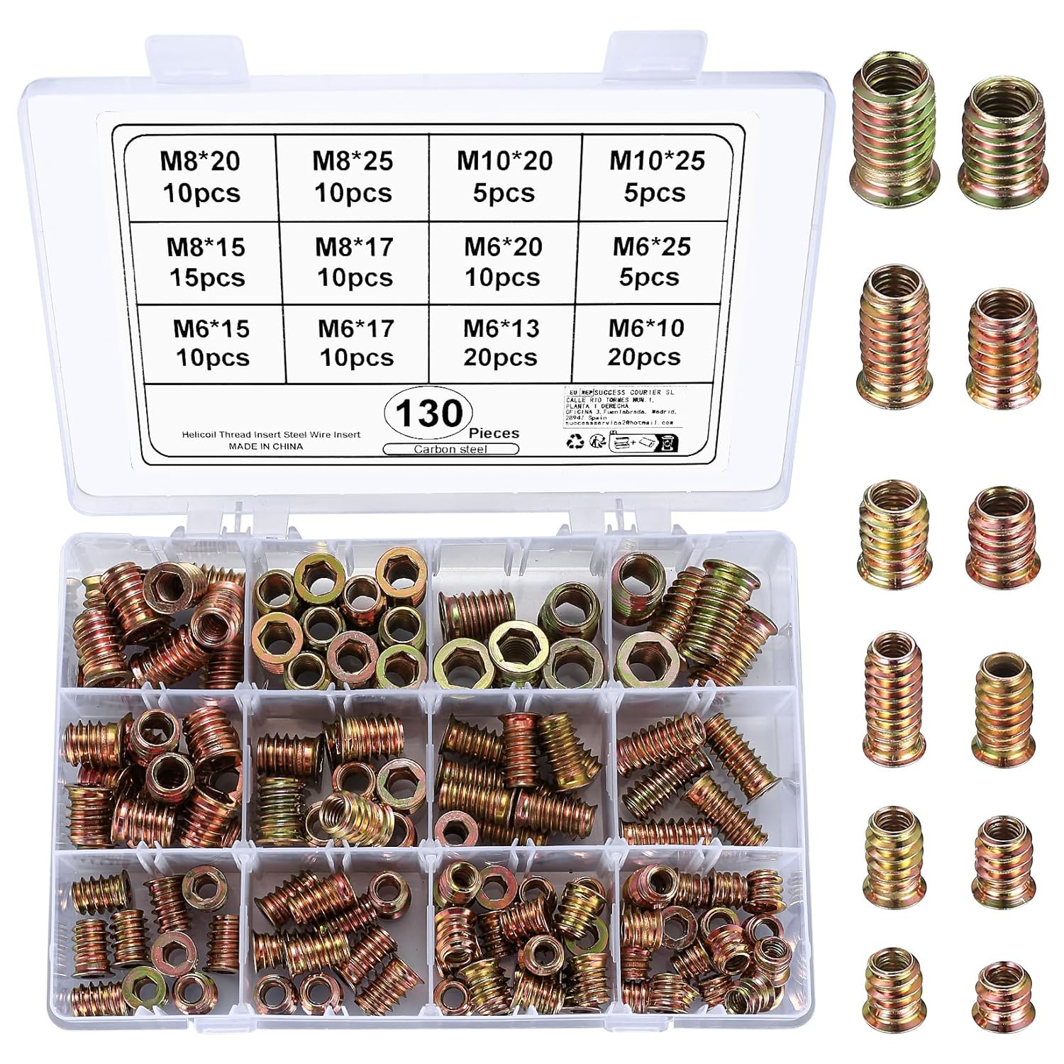130 Stück Einschraubmutter M6 M8 M10 Einschraubmuffen Gewindebuchse, Gewindee...