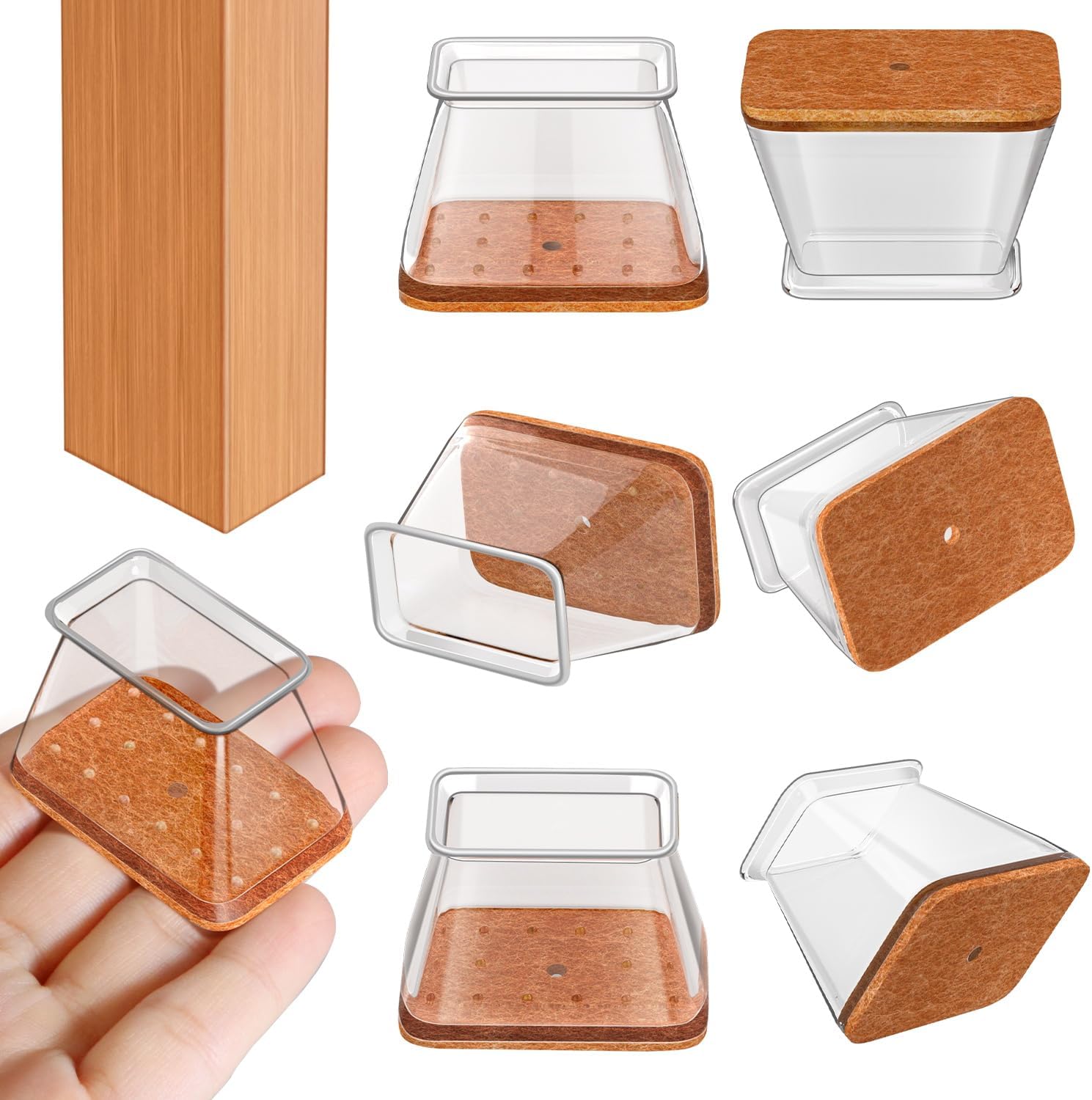 20 Stück Stuhlbeinkappen Rechteckig, Klare Stuhlbeinschoner, Stuhlgleiter, Si...