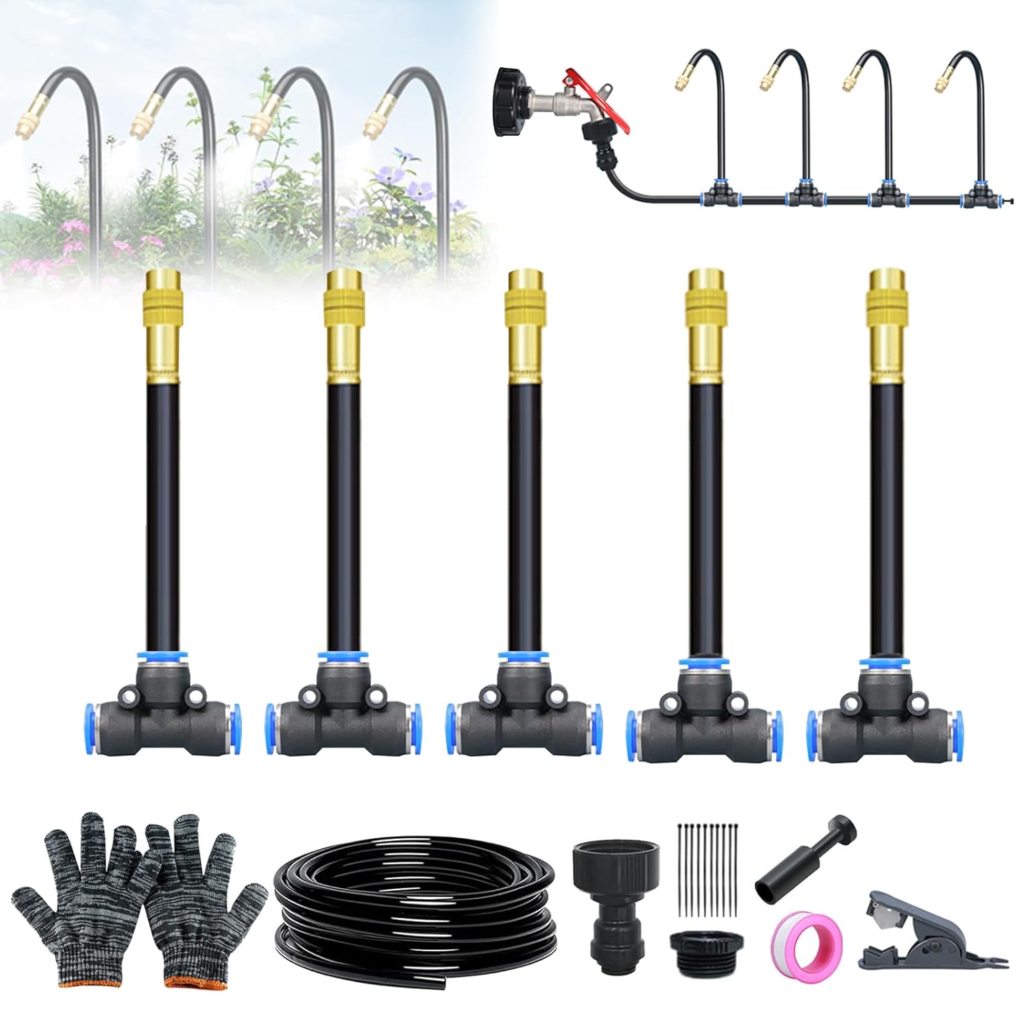 2025 Neu Bewässerungssystem Garten, 360° Curved Garden Automatic Irrigation S...