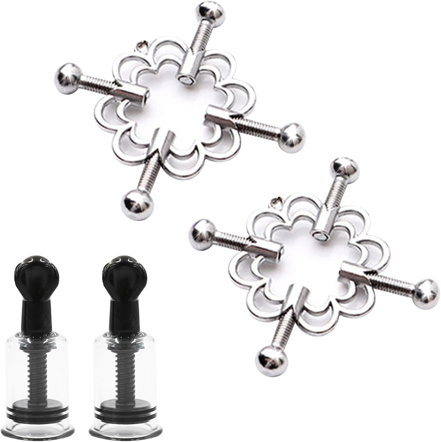 2er Blume Nippelklemmen Brustwarzen Einstellbare & 2er Nippelsauger Brustwarz...