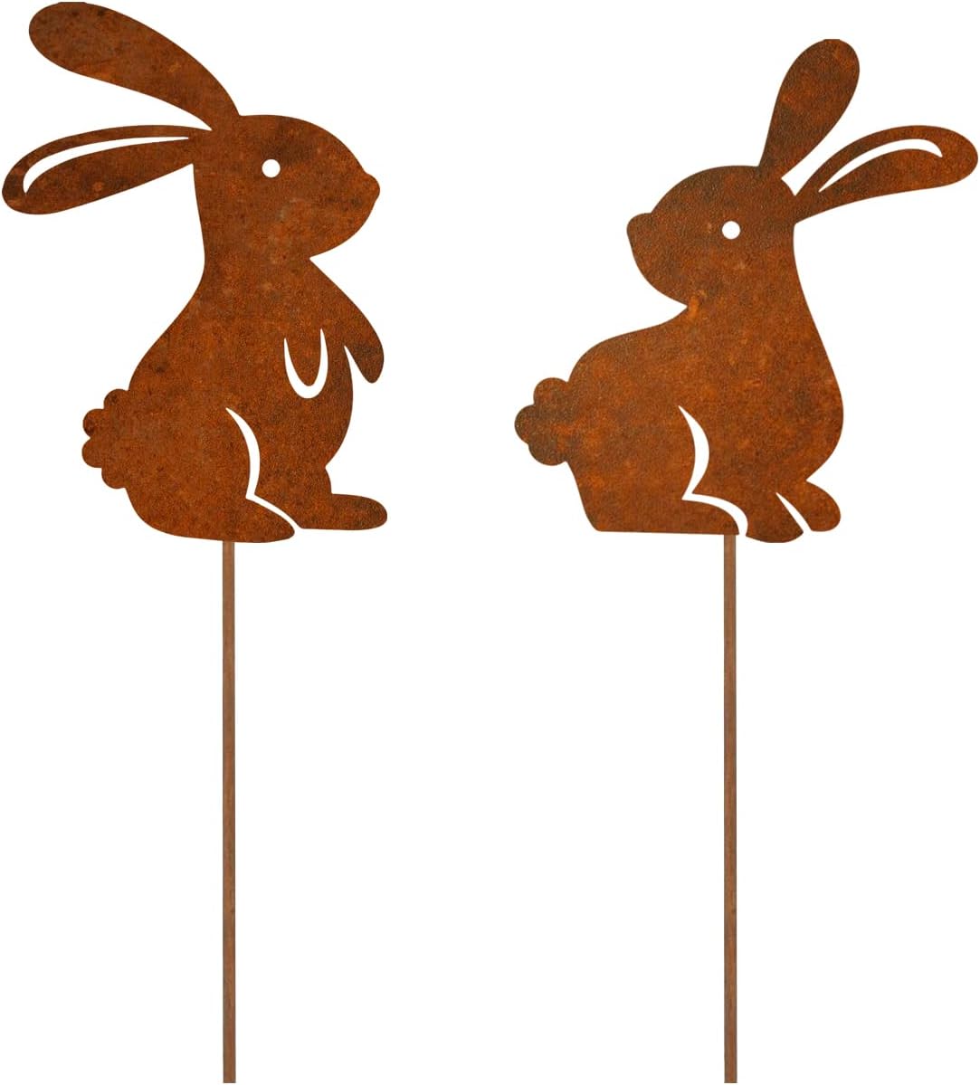 2er Edelrost Oster Hase Gartenstecker Deko Rost, Osterhasen Gartendeko Rost B...