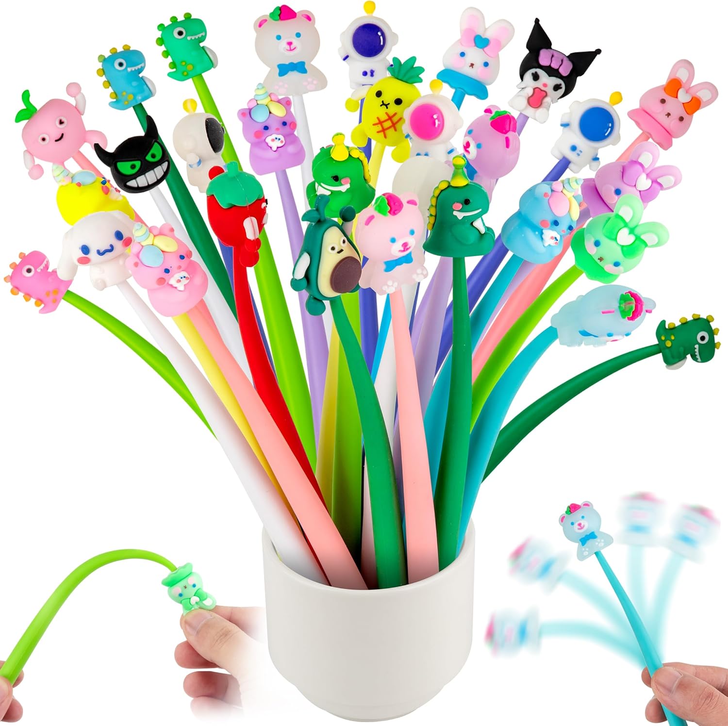 30 Lustige Gelschreiber Set, Kawaii Gel Stifte Tiere, Fidget Pen Kinder, Cool...