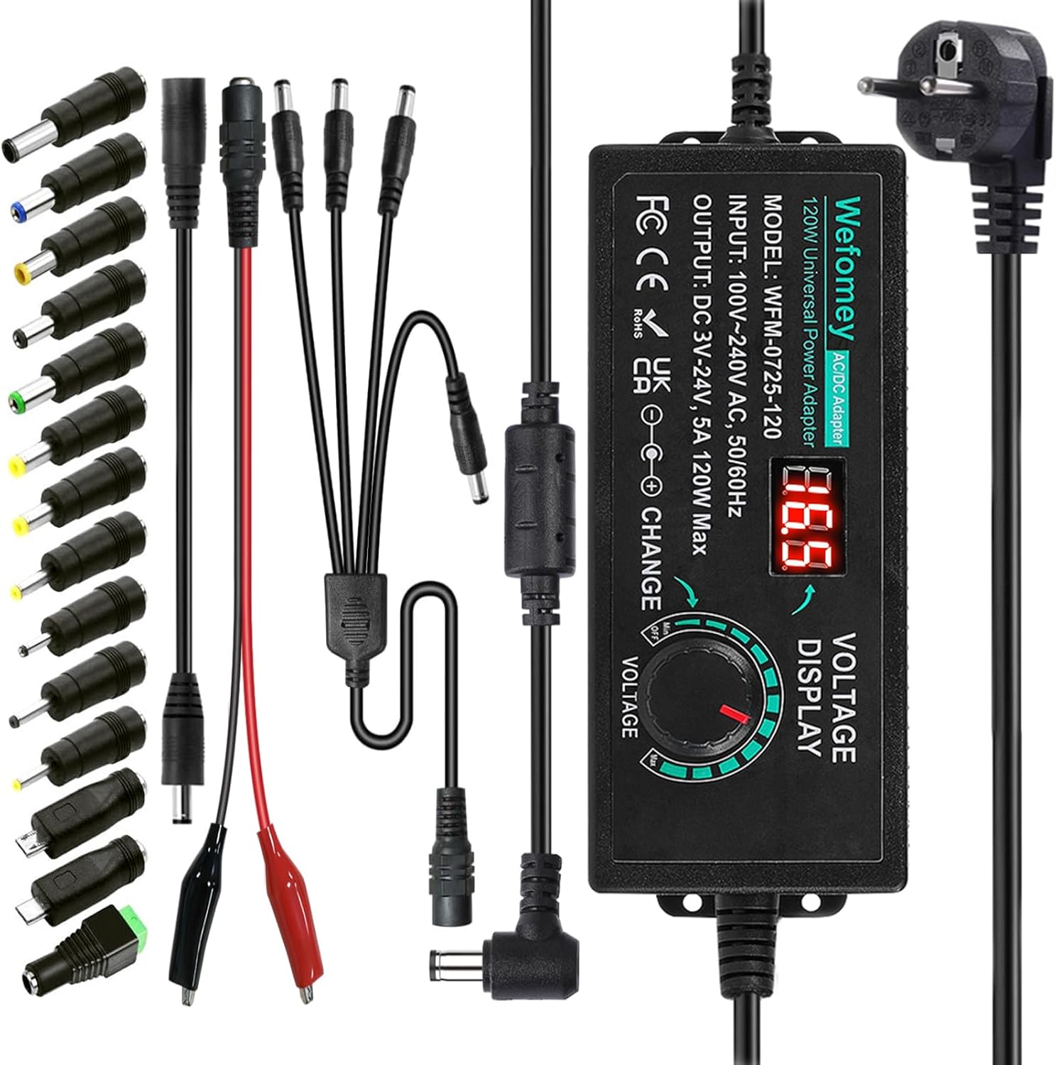 3V-24V 5A 120W Einstellbares Netzadapter, Universal Verstellbarer Netzteil Ad...