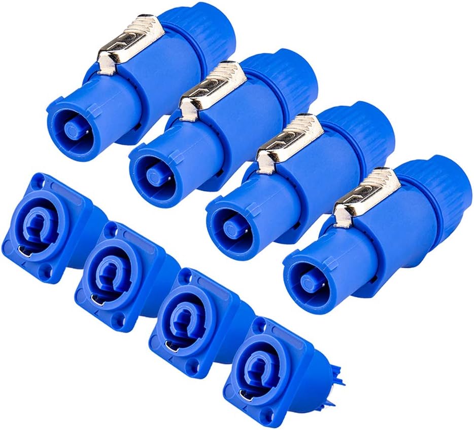 4-Packung Powercon für Nac3fca-Connector Einbaubuchse 3-Polig, Stecker Set Bl...