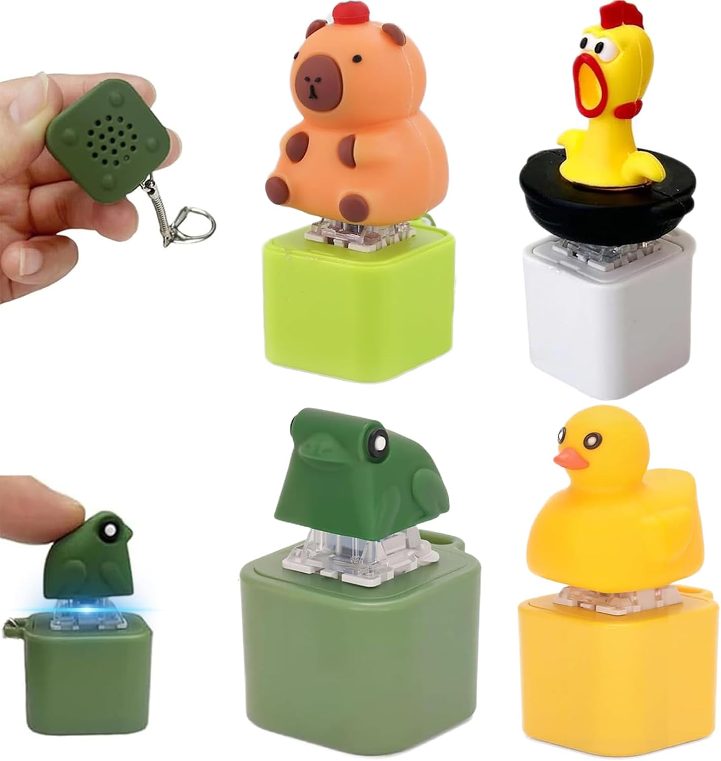 4 Stück Fidget Toys, Frosch Sensorik Spielzeug, Frösche-Quaken-Schlüsselanhän...