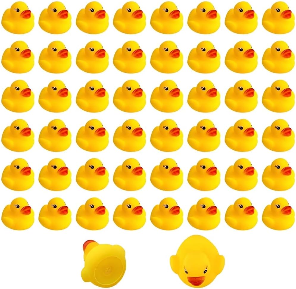 50pcs Gummi Ducky Badespielzeug, klassisches Quietscheentchen für die Badewan...