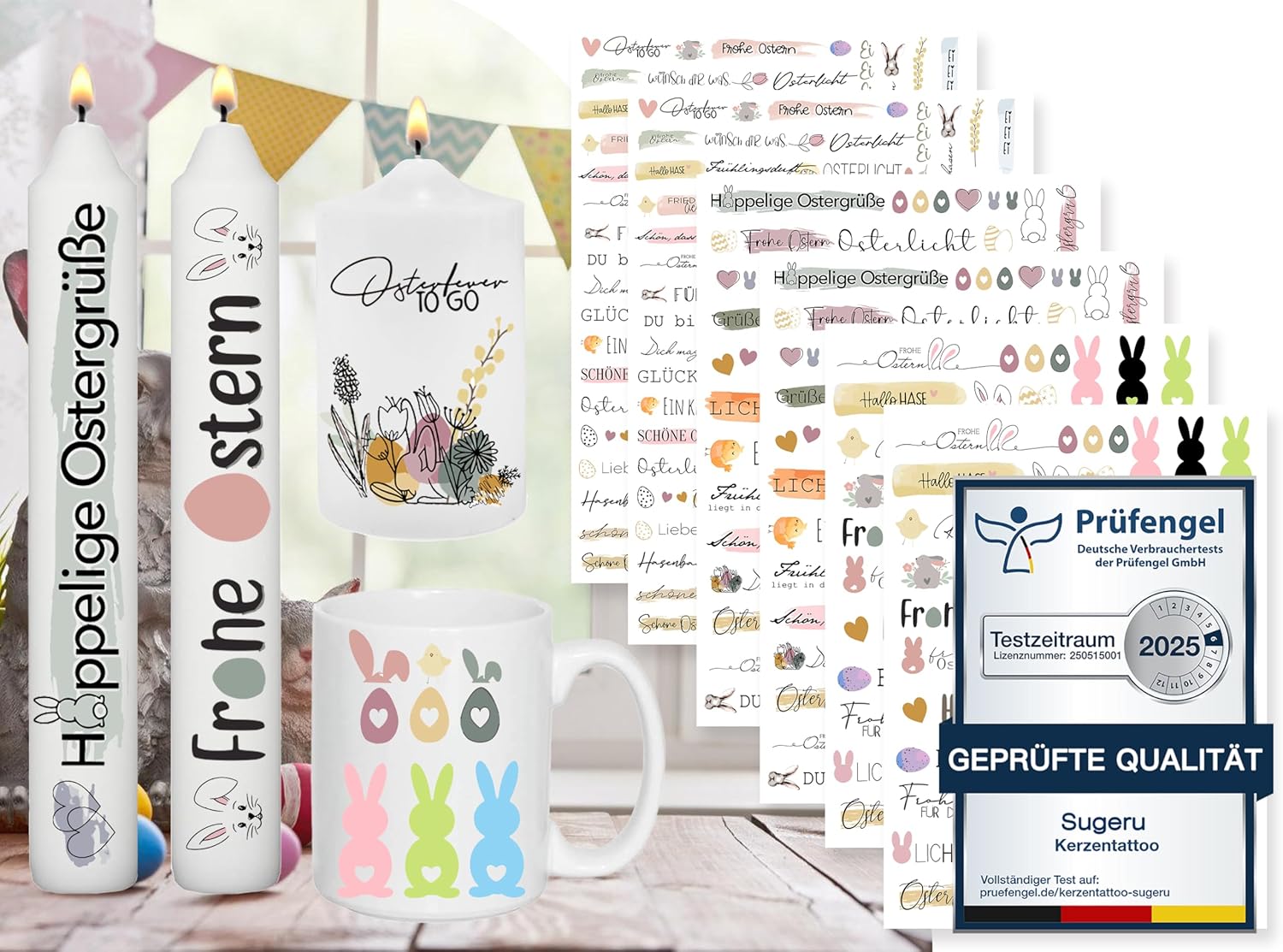 6 PCS Kerzentattoos Ostern (200+ Muster),Kerzenfolie | wasserschiebefolie ker...