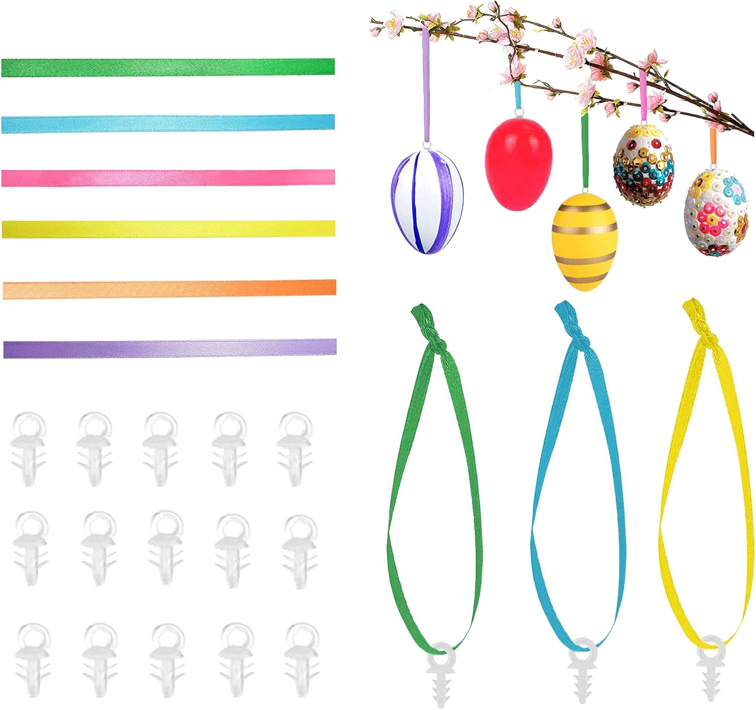 60 Stück Aufhänger für Kugeln und Eier aus Plastik oder Styropor, Aufhänger f...