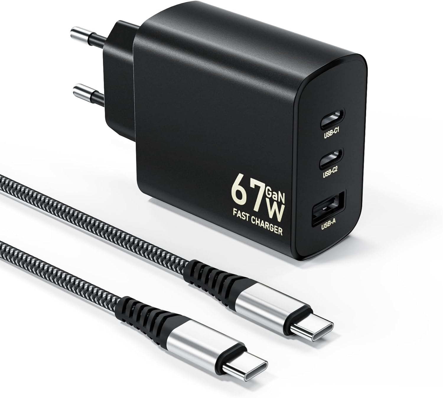 67W USB C Ladegerät 3-Port USB C Netzteil PD Charger 65W PPS Schnellladegerät...