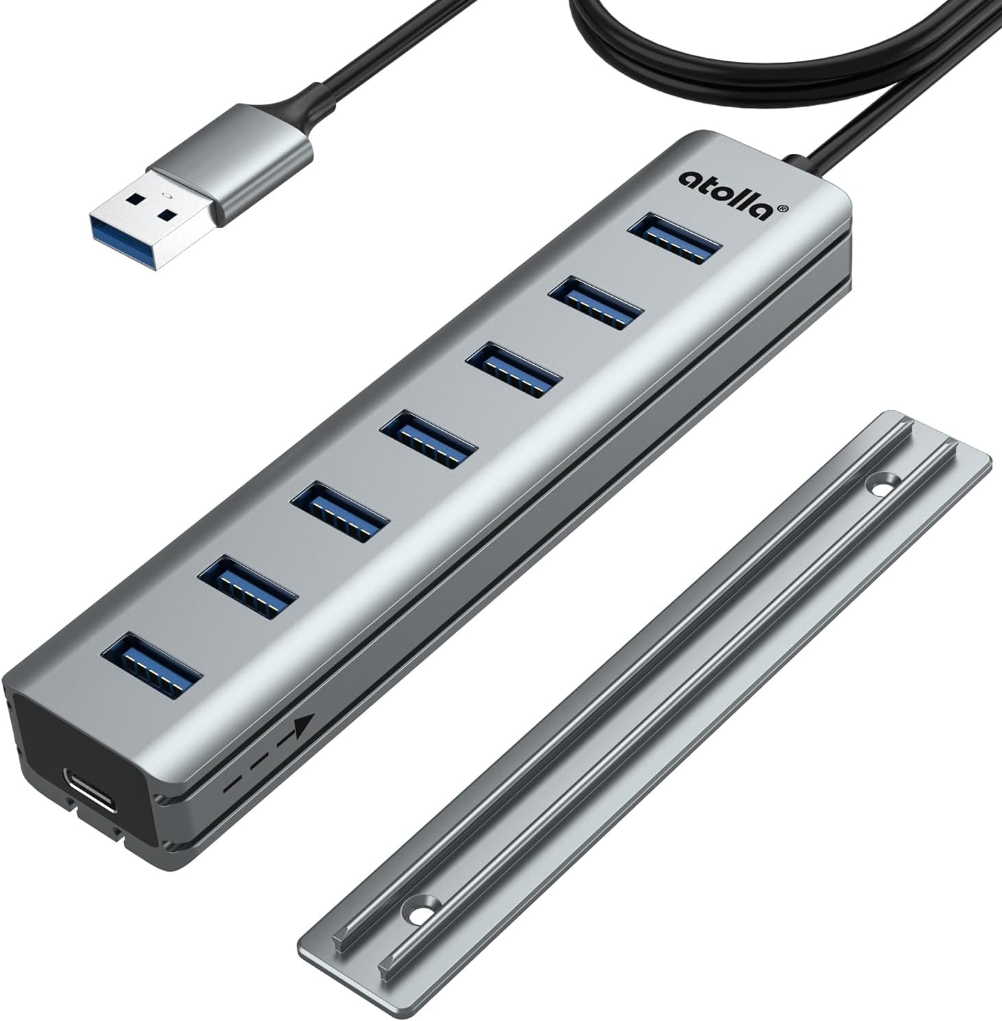 8-Port USB 3.0 Hub mit Aluminium Tischmontage Design, USB Verteiler Adapter m...