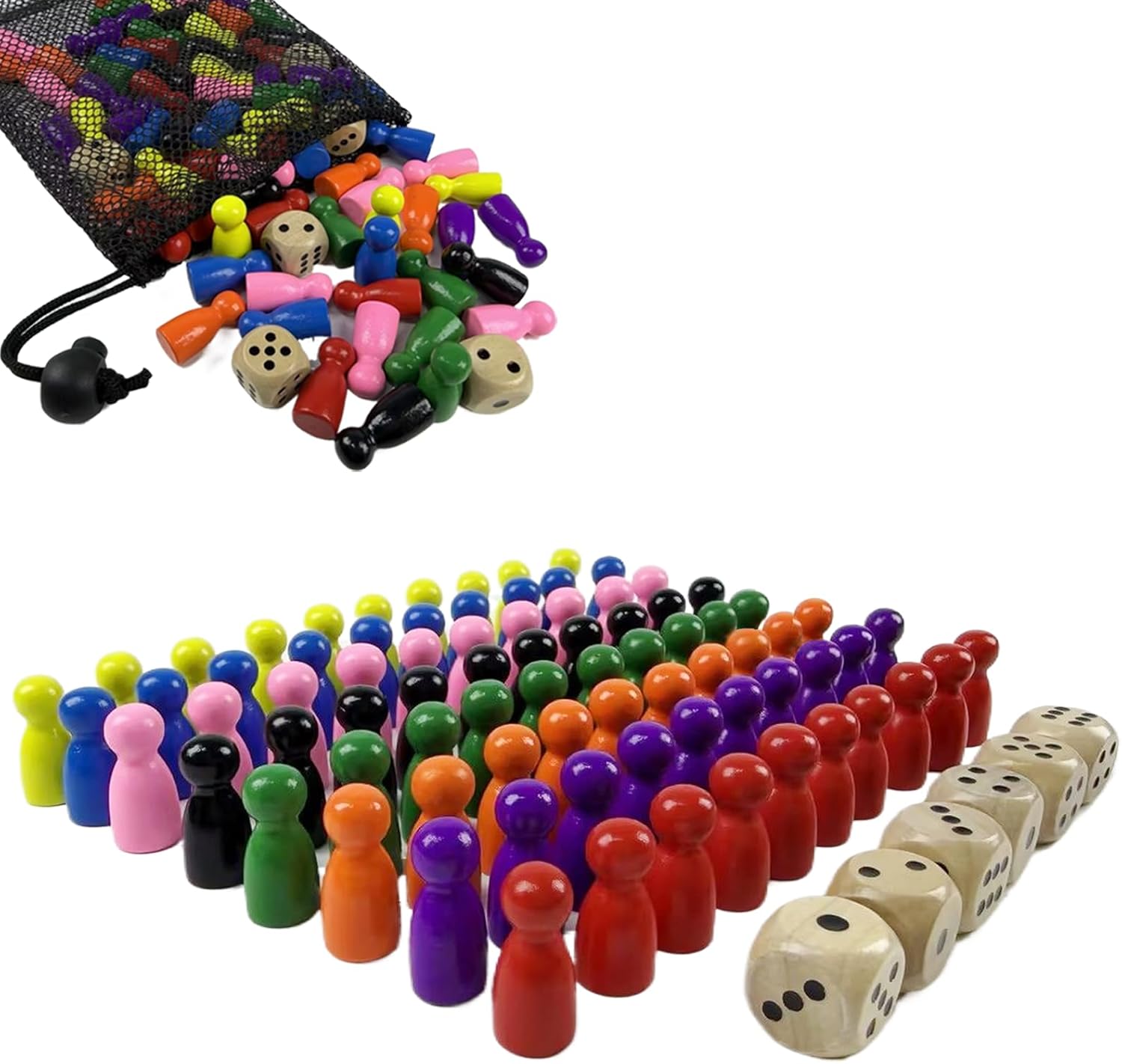 80 Stück Holz Spielfiguren Set für Brettspiele 6 Würfel, 25 X 12 mm Bunte Hal...