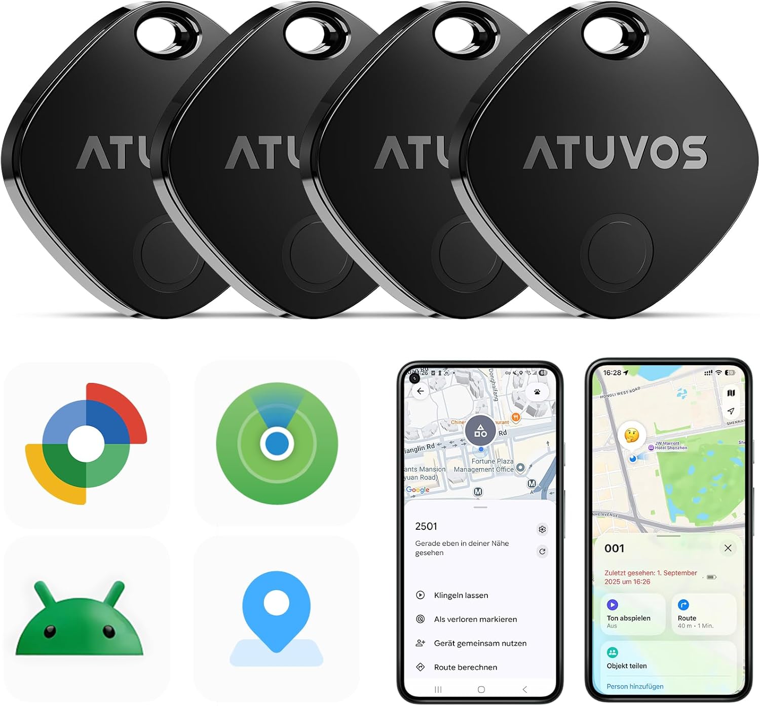 ATUVOS Air Tag Pro Smart Tags Tracker für Android & iOS, Neu Dual-System Schl...