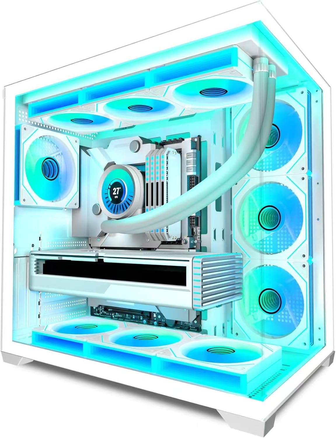 ATX PC-Gehäuse 7×120 mm ARGB PWM-Lüfter vorinstalliert ,Mid-Tower Gaming PC-G...