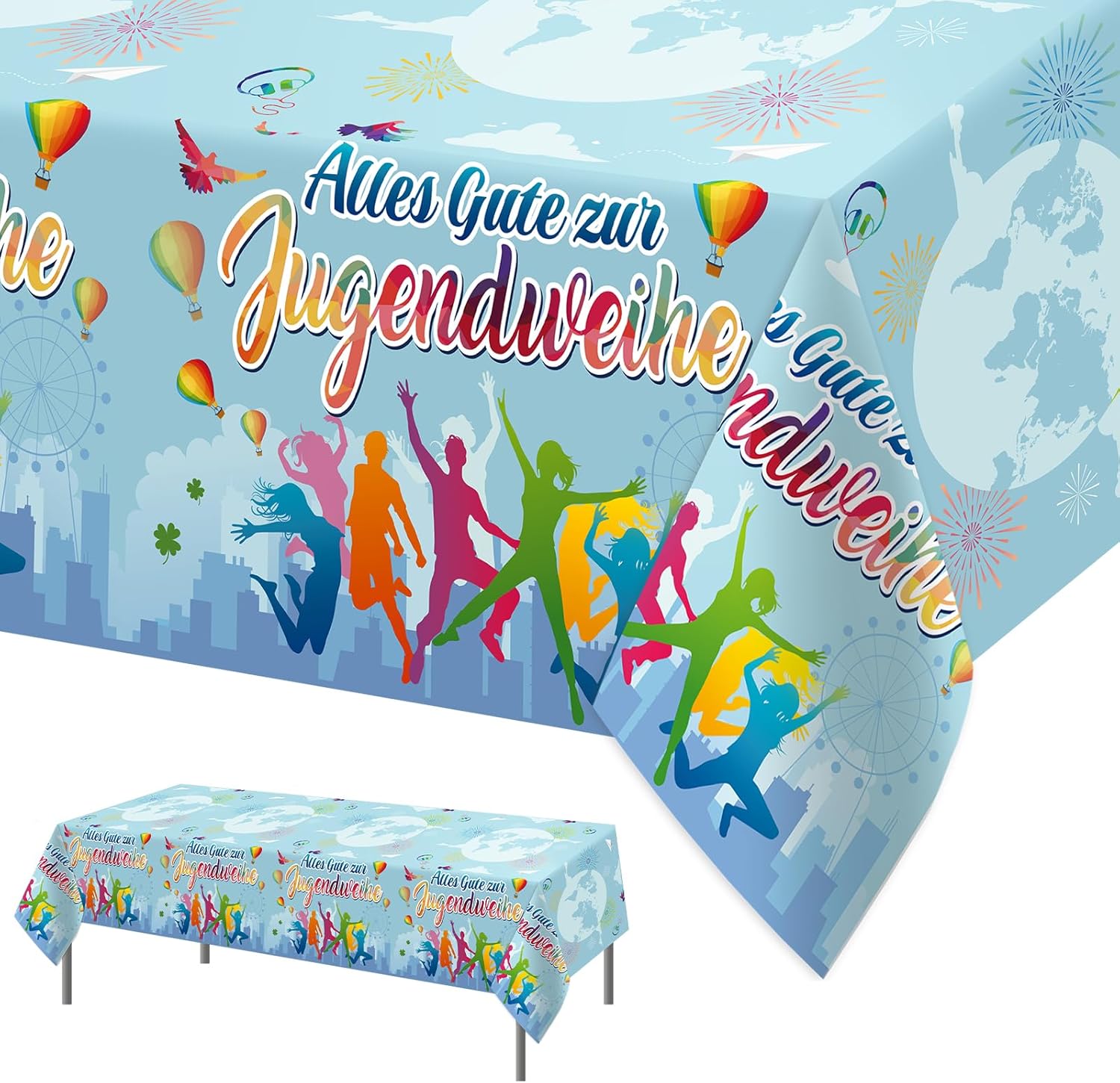 DPKOW 3 STK Jugendweihe Party Tischdecken Wasserabweisend Einweg Tischdecke f...