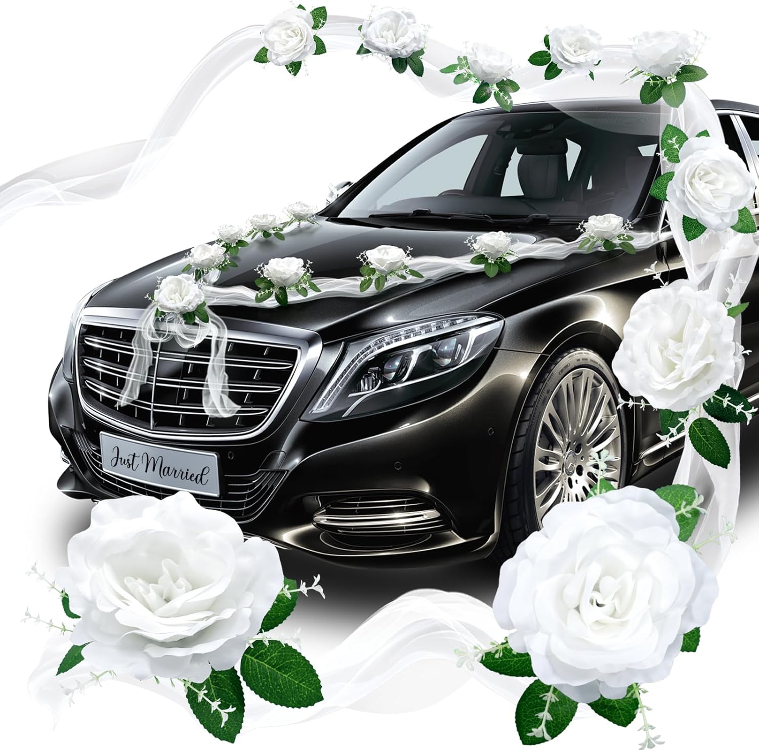 Dusor Autoschmuck Hochzeit Deko, Autoschleifen Hochzeit Auto Deko, Hochzeitsd...