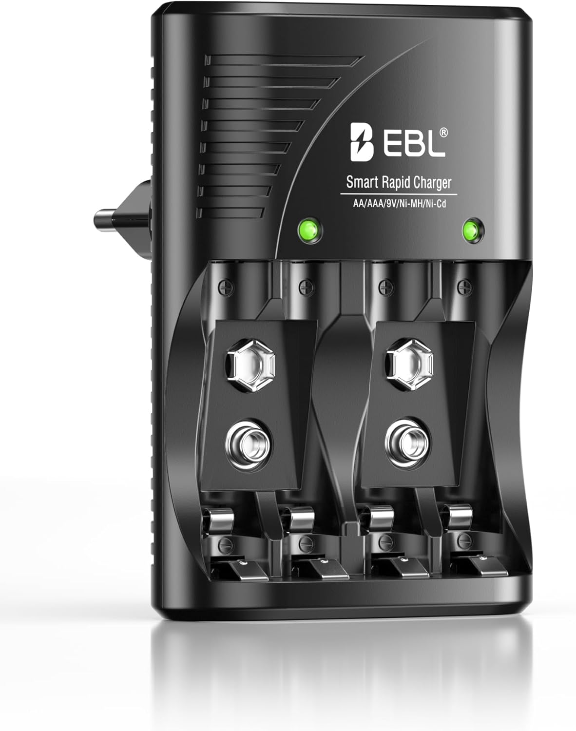 EBL Akku Ladegerät für AA AAA 9V NIMH Akkus, 4-Ladefach Smart Plug Batteriela...