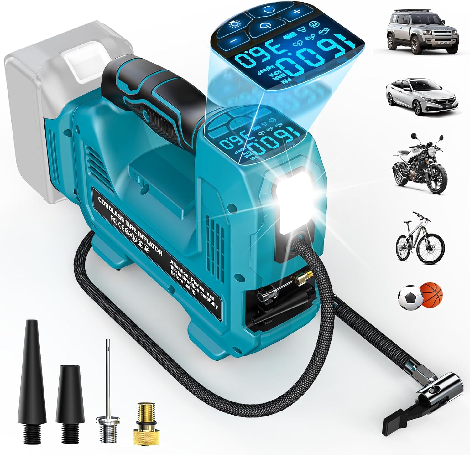 Ecarke Akku-Kompressor kompatibel mit Ma-kita 18V Akku, Max. 11 bar, Bürstenl...