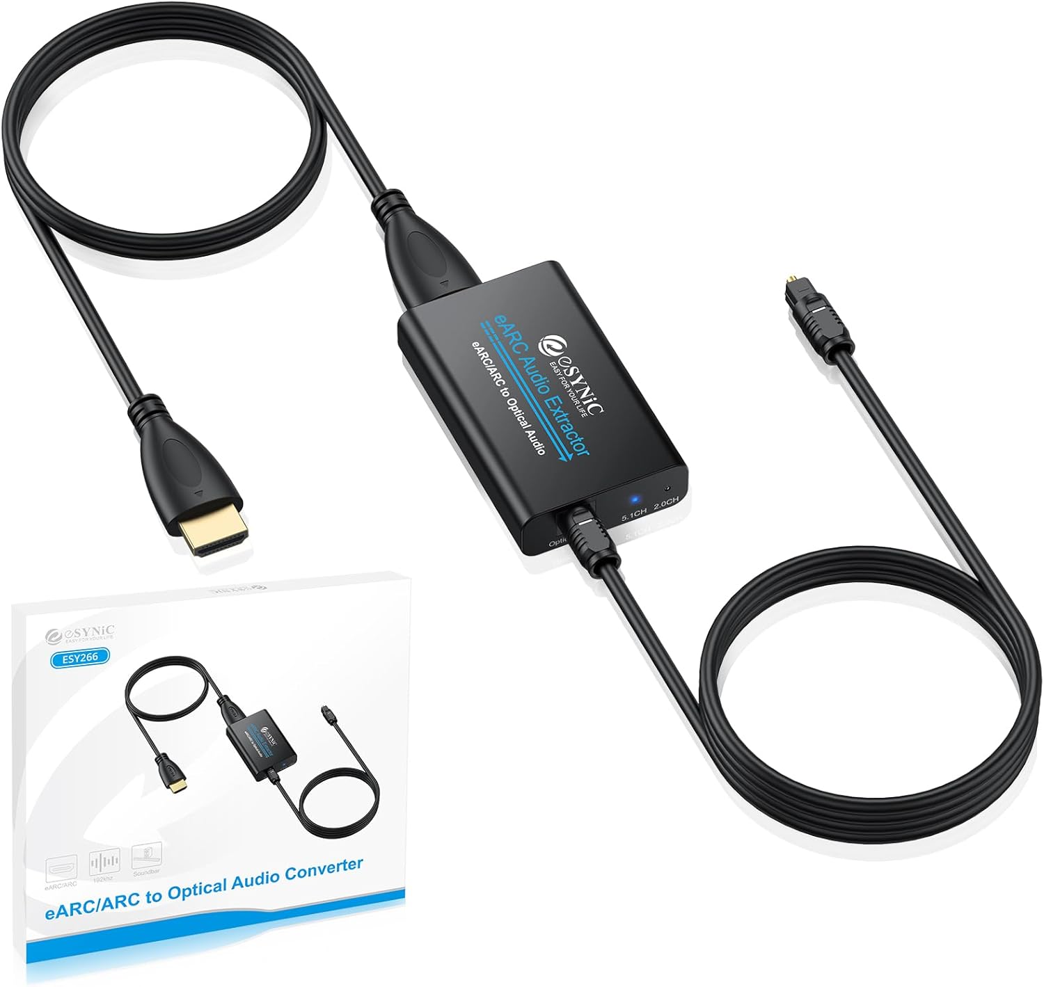 eSynic Professioneller 192 kHz eARC ARC Audio-Extraktor ARC HDMI auf optische...