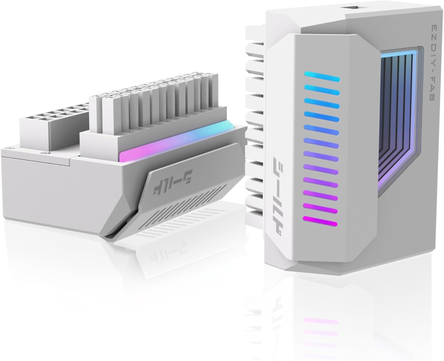 EZDIY-FAB Shield 24-Pin Winkel Adapter mit Infinity Mirror ARGB Licht,ATX 24 ...