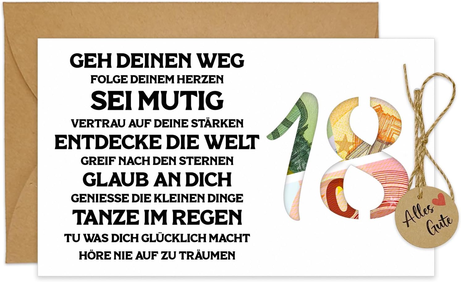 Geschenke zum 18 Geburtstag Madchen Junge, Karte Geldgeschenk 18. Geburtstag ...