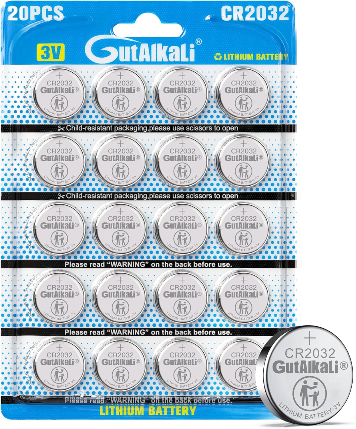 GutAlkaLi CR2032 3V Lithium Knopfzelle Elektro CR 2032 Lithium, 4 Packungen m...