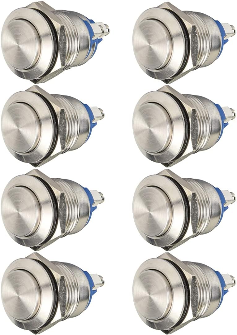 GUUZI 8 Stück 16mm 5A 12V/24V/125V/250VAC Momentaner Wasserdichter Drucktaste...