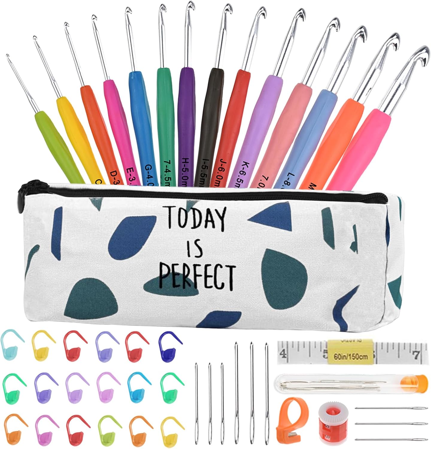 Häkelnadel Set 14 Stück Häkelset für Anfänger Wolle Zum Häkeln Stricken Nadel...