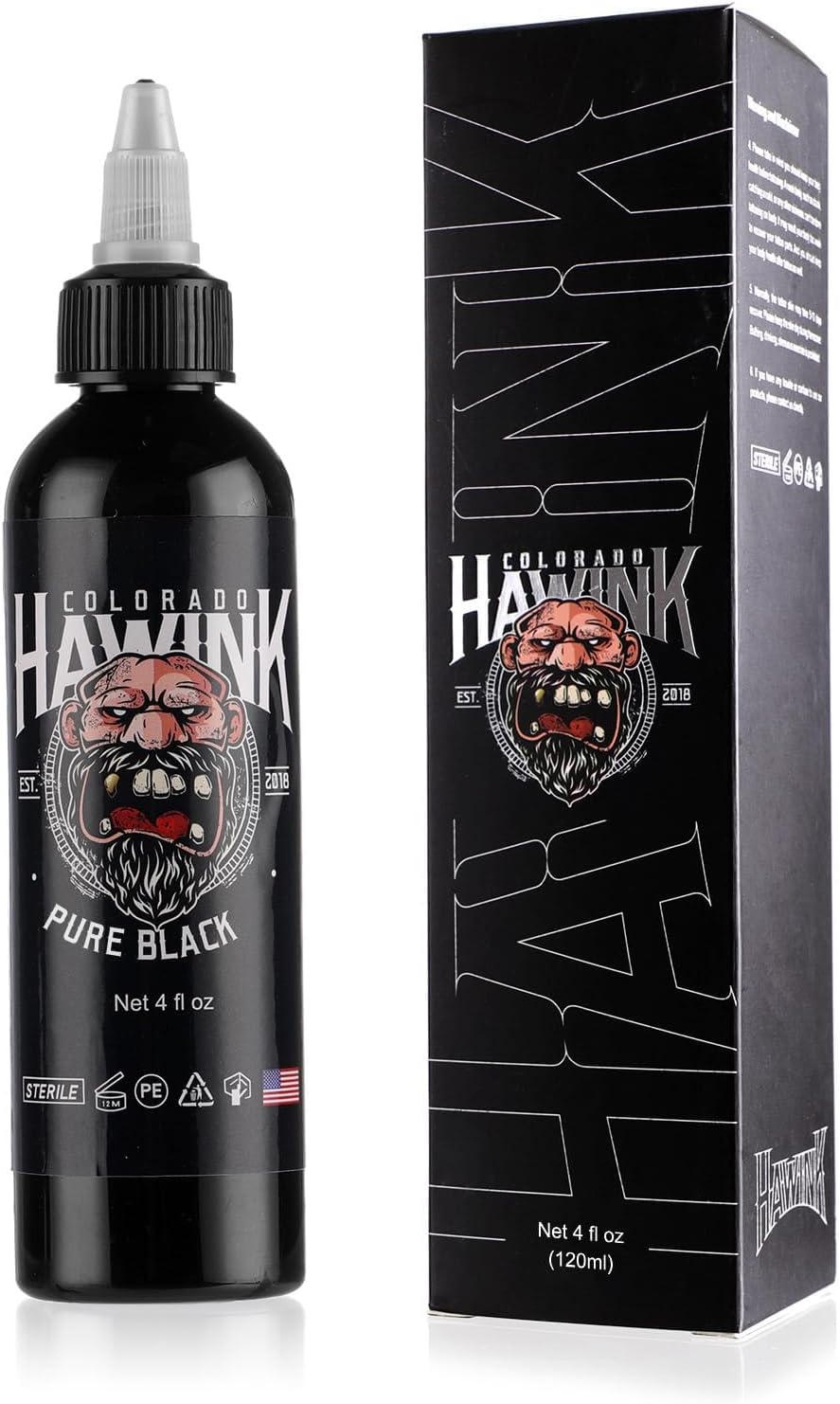 HAWINK Tattoo Farbe Black Tinte 4oz (120ml) Schwarze Ink Tattoo Zubehör Pure ...